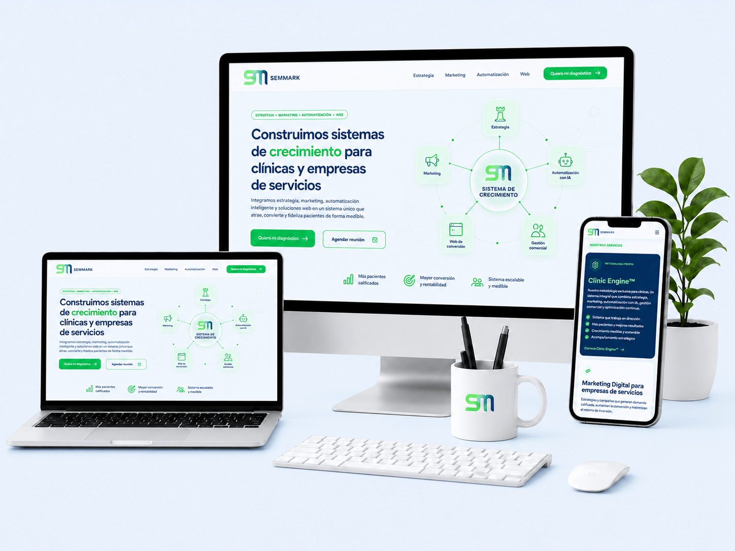 Sitio web de SEMMARK adaptado a computador, notebook y dispositivo móvil