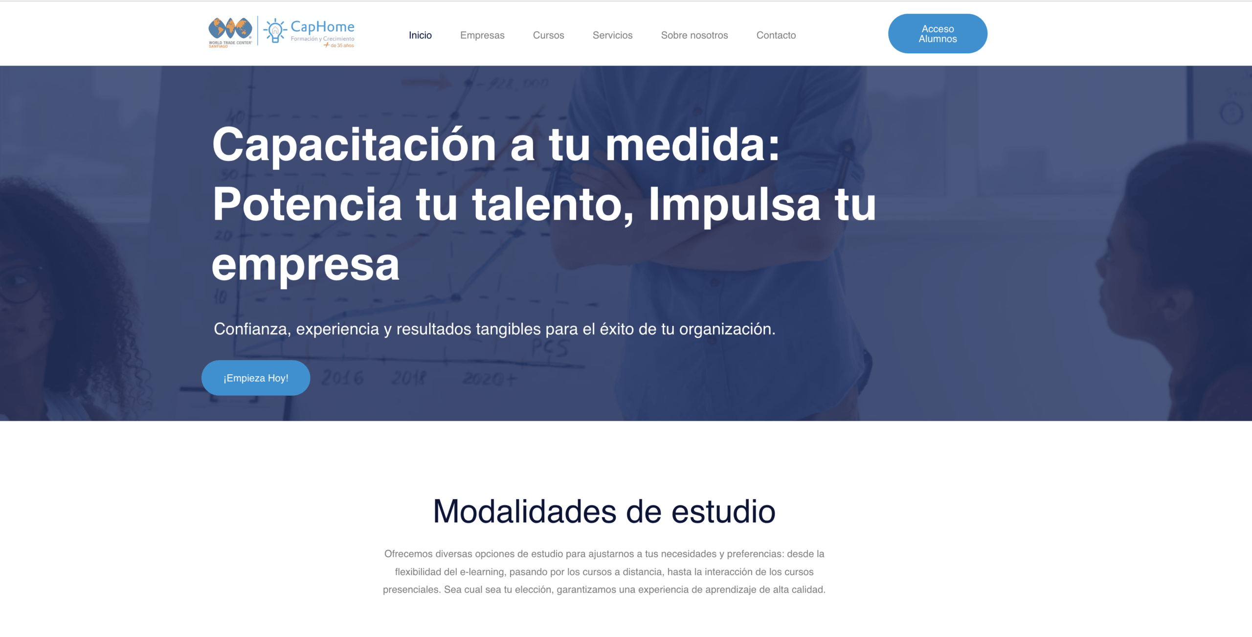 Sitio web corporativo de CapHome